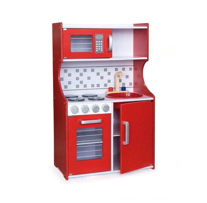 מטבח עץ מודרני בצבע אדום לילדים VIGA