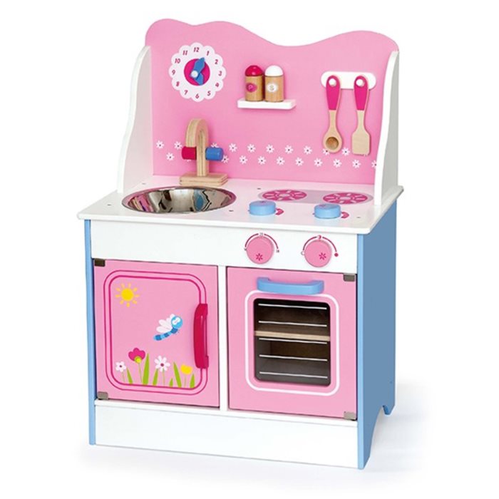 מטבח לילדים מהאגדות וורוד עם כיור, תנור, ארון ו-9 פרטי איבזור ויגה VIGA