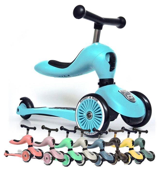 קורקינט רב שלבי ישיבה / עמידה 2 ב 1 דגם Highwaykick 1-5 עם מונע התהפכות - SCOOT and RIDE