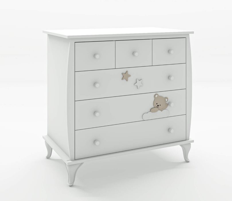 שידה סטאר ברוחב 100 ס״מ - לבן טל רהיטי תינוקות