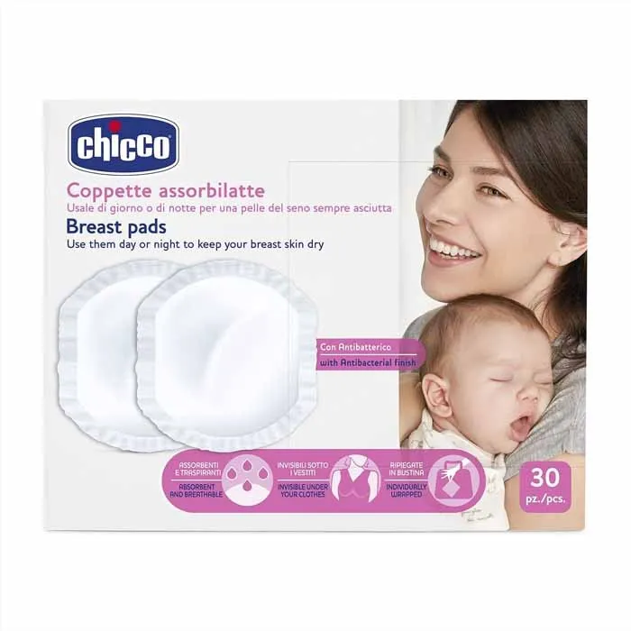 רפידות הנקה אנטי בקטריאליות צ’יקו 30 יח’ -Breast Pads Antibacterial Chicco