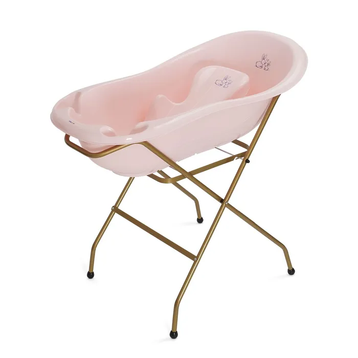 ערכת אמבטיה טגה בייבי 102 ס”מ ליין ארנבים | אמבטיה + מושב אמבטיה + מעמד אמבטיה זהוב – Tega Baby