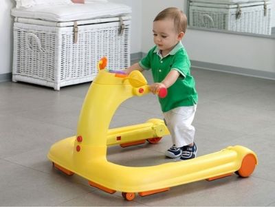 הליכון לתינוק 3 ב 1 עם בימבה ודחיפה - צהוב צ'יקו