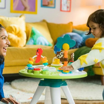 מרכז פעילות אורקולי 2 ב-1 מסתובב ושולחן הפעלות בסגנון טרופי bright starts