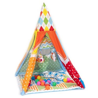 אוהל משחק ופעילות עם מובייל מוזיקאלי ו 20 כדורי משחק צבעוניים 4 ב 1 TWIGY