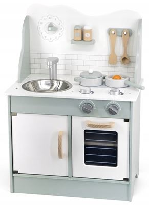 מטבח עץ ויגה לילדים עם תנור כיור כיריים ארון ו-8 אביזרים - ירוק פסטל Viga