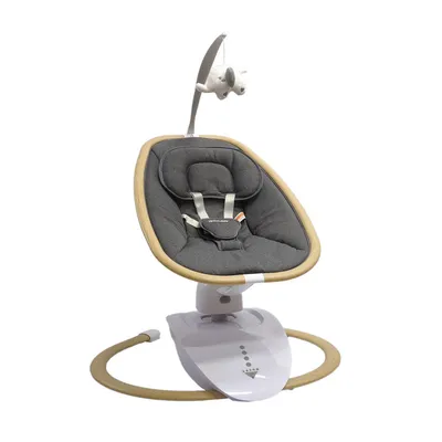 נדנדה חשמלית רב כיוונית 3D לתינוק עם מצבי שכיבה ושלט רחוק - דמוי עץ / אפור בייבי סייף BabySafe