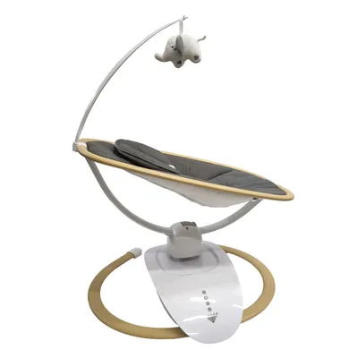 נדנדה חשמלית רב כיוונית 3D לתינוק עם מצבי שכיבה ושלט רחוק - דמוי עץ / אפור בייבי סייף BabySafe