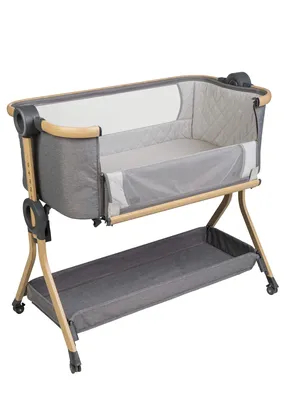 עריסה נצמדת למיטה ספורט ליין עלמה – אפור מלאנג’/עץ – Sport Line