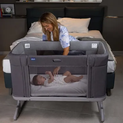 עריסה  מיטת מעבר צ’יקו נקסט2מי פוראבר דגם Chicco Next2Me Forever – Ash