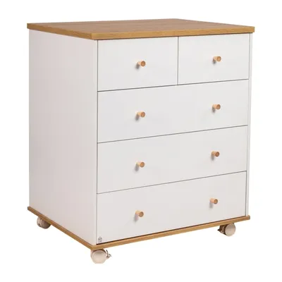 שידה דור לבן טבעי גלגלים שניר