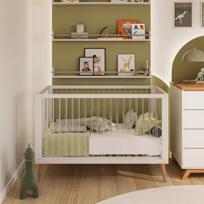 מיטה כלנית לבן שילוב עץ בוק- שניר