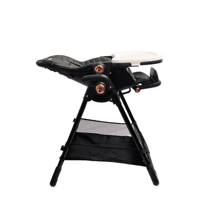 כסא אוכל PRIMO עם מצבי גובה ושכיבה וריפוד דמוי עור BABYSAFE (שחור)