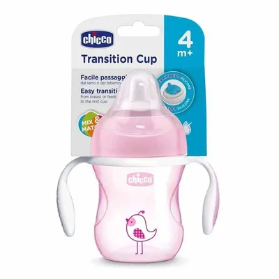 כוס אימון צ’יקו עם פיית סיליקון – Chicco Transition cup +4M