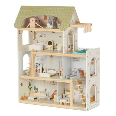 בית בובות מאובזר וילה אורבנית מעץ דייניז – Dainy’s Wooden Urban Villa Doll House