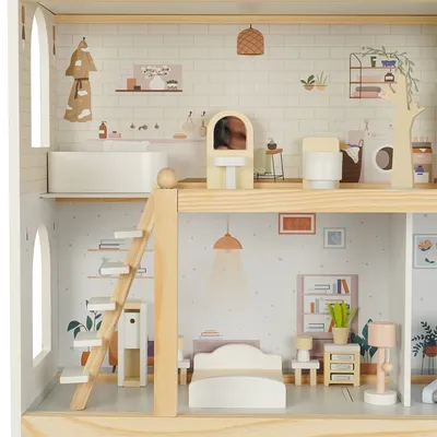 בית בובות מאובזר וילה אורבנית מעץ דייניז – Dainy’s Wooden Urban Villa Doll House