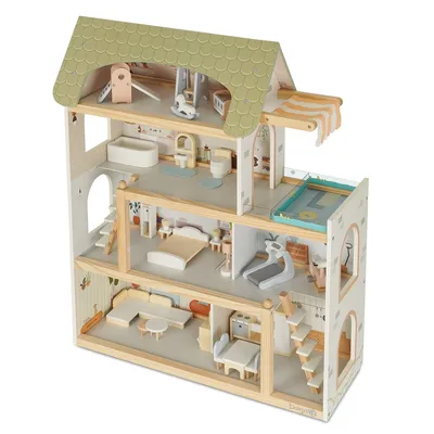 בית בובות מאובזר וילה אורבנית מעץ דייניז – Dainy’s Wooden Urban Villa Doll House