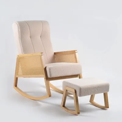 כורסת הנקה נדנדה ראטן בוקלה צבע בז'