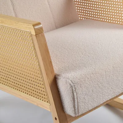 כורסת הנקה נדנדה ראטן בוקלה צבע בז'