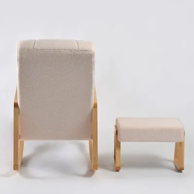 כורסת הנקה נדנדה ראטן בוקלה צבע בז'