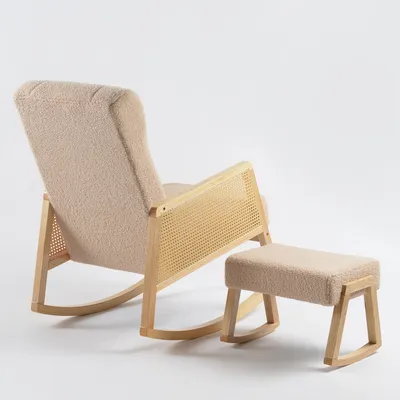 כורסת הנקה נדנדה ראטן בוקלה צבע חול