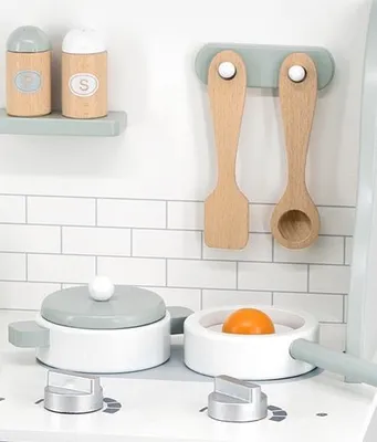 מטבח לילדים עם תנור כיור כיריים ארון ו-8 אביזרים - אפור PolarB