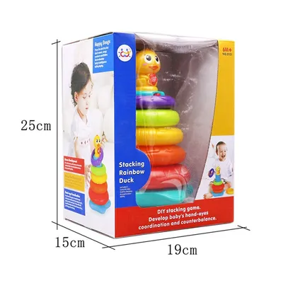 מגדל טבעות ברווז עם קשת וענן הולה טויס – Hola Toys Little Rainbow Duck Stacking Toy