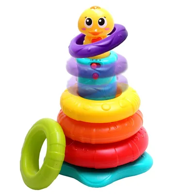 מגדל טבעות ברווז עם קשת וענן הולה טויס – Hola Toys Little Rainbow Duck Stacking Toy