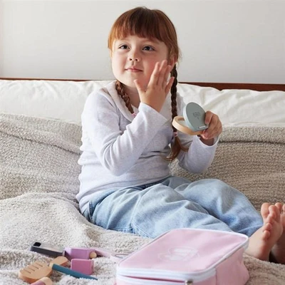 תיק איפור מעוצב עם 12 אביזרים מעץ מלא למשחקי דמיון PolarB