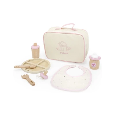 סט האכלה לבובה מעוצב עם 8 אביזרים מעץ מלא למשחקי דמיון PolarB