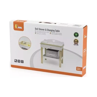 שולחן רחצה והחתלה לבובה מעץ עם אביזרים נוספים ויגה