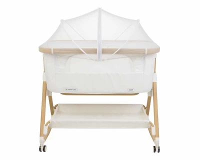 עריסה נצמדת למיטה ספורט ליין נועה בד לבן / שלד עץ – Sport Line