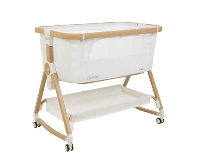 עריסה נצמדת למיטה ספורט ליין נועה בד לבן / שלד עץ – Sport Line