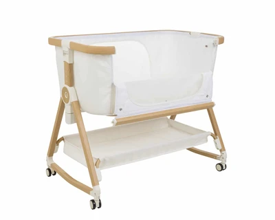 עריסה נצמדת למיטה ספורט ליין נועה בד לבן / שלד עץ – Sport Line