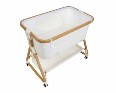 עריסה נצמדת למיטה ספורט ליין נועה בד לבן / שלד עץ – Sport Line