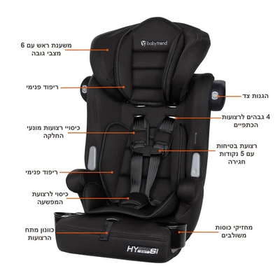חדש בישראל! מושב בטיחות 3 ב 1 ™Hybrid מבית ®Baby Trend (שחור)
