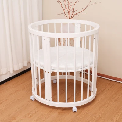 עריסה +מיטת תינוק מעץ 4 ב 1 קן לציפור מעץ צבע לבן Minigo&be-care import