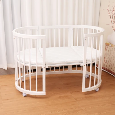 עריסה +מיטת תינוק מעץ 4 ב 1 קן לציפור מעץ צבע לבן Minigo&be-care import