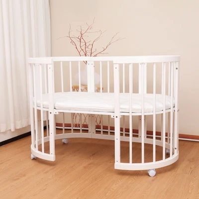 עריסה +מיטת תינוק מעץ 4 ב 1 קן לציפור מעץ צבע לבן Minigo&be-care import