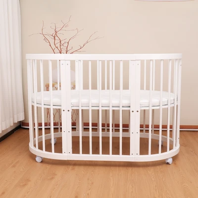 עריסה +מיטת תינוק מעץ 4 ב 1 קן לציפור מעץ צבע לבן Minigo&be-care import