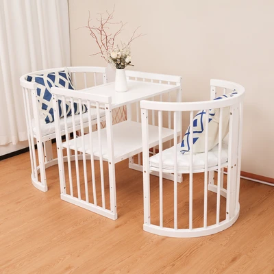 עריסה +מיטת תינוק מעץ 4 ב 1 קן לציפור מעץ צבע לבן Minigo&be-care import