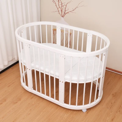 עריסה +מיטת תינוק מעץ 4 ב 1 קן לציפור מעץ צבע לבן Minigo&be-care import