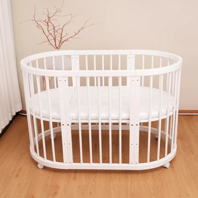 עריסה +מיטת תינוק מעץ 4 ב 1 קן לציפור מעץ צבע לבן Minigo&be-care import