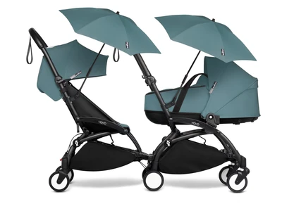 עגלת YOYO² עם שלדה לבנה/שחורה + סל שכיבה + טיולון