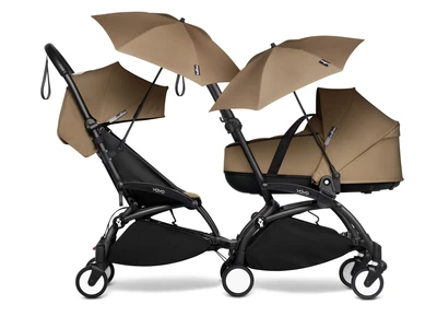 עגלת YOYO² עם שלדה לבנה/שחורה + סל שכיבה + טיולון