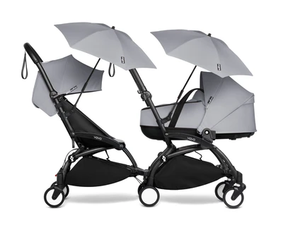 עגלת YOYO² עם שלדה לבנה/שחורה + סל שכיבה + טיולון