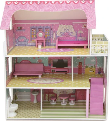 בית בובות מאובזר וילה 3 קומות דגם Dollhouse Mension TX1055E