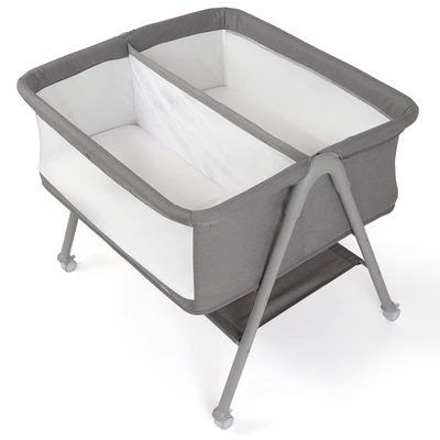 עריסת תאומים דאלאס דאבל אפור / מסגרת אפורה – Dallas Double Baby Crib Rocky