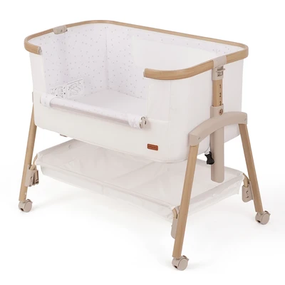 עריסה נצמדת היילי לבן / שלד דמוי עץ – Hailey