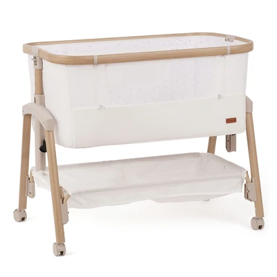 עריסה נצמדת היילי לבן / שלד דמוי עץ – Hailey